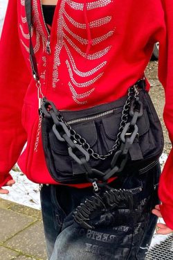Y2K Rhinestone Skeleton Hoodie - 90s Grunge, Retro Goth, Y2K Party & Club Outfits