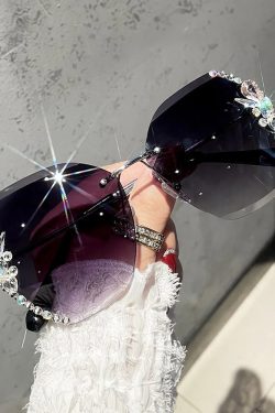 Y2K Rhinestone Sunglasses - Retro 90s Grunge, Hip Hop, and Pastel Goth Fashion Accessories