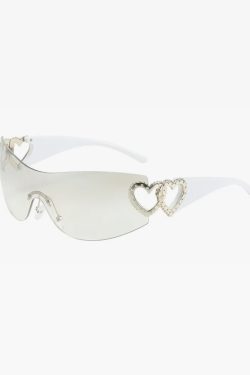 Y2K Rimless Heart Sunglasses - Retro 90s Grunge, Pastel Goth, and Summer Y2K Fashion