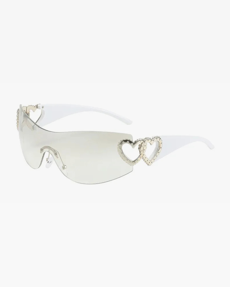 Y2K Rimless Heart Sunglasses - Retro 90s Grunge, Pastel Goth, and Summer Y2K Fashion