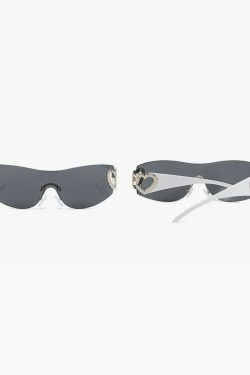 Y2K Rimless Heart Sunglasses - Retro 90s Grunge, Pastel Goth, and Summer Y2K Fashion
