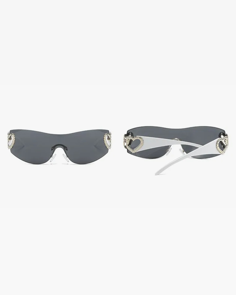 Y2K Rimless Heart Sunglasses - Retro 90s Grunge, Pastel Goth, and Summer Y2K Fashion
