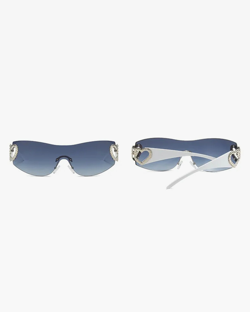 Y2K Rimless Heart Sunglasses - Retro 90s Grunge, Pastel Goth, and Summer Y2K Fashion