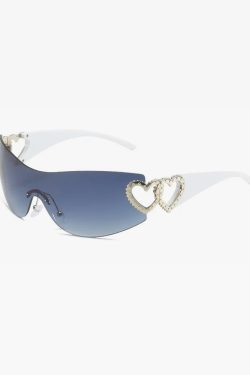 Y2K Rimless Heart Sunglasses - Retro 90s Grunge, Pastel Goth, and Summer Y2K Fashion