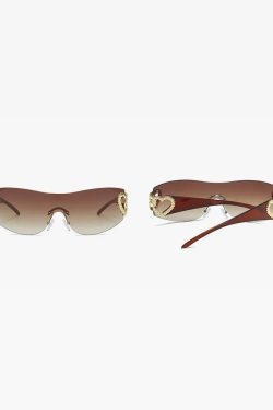Y2K Rimless Heart Sunglasses - Retro 90s Grunge, Pastel Goth, and Summer Y2K Fashion