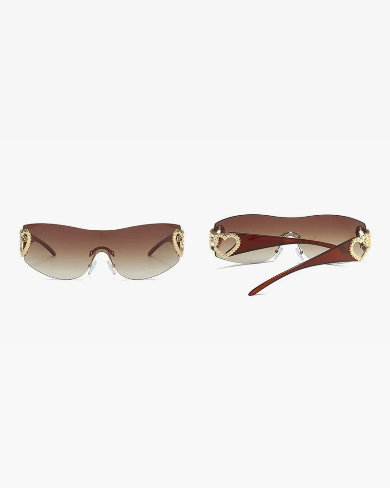 Y2K Rimless Heart Sunglasses - Retro 90s Grunge, Pastel Goth, and Summer Y2K Fashion