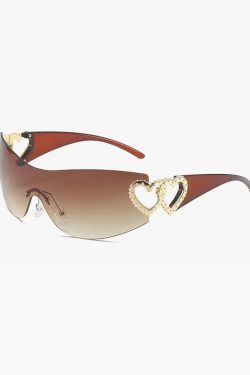 Y2K Rimless Heart Sunglasses - Retro 90s Grunge, Pastel Goth, and Summer Y2K Fashion