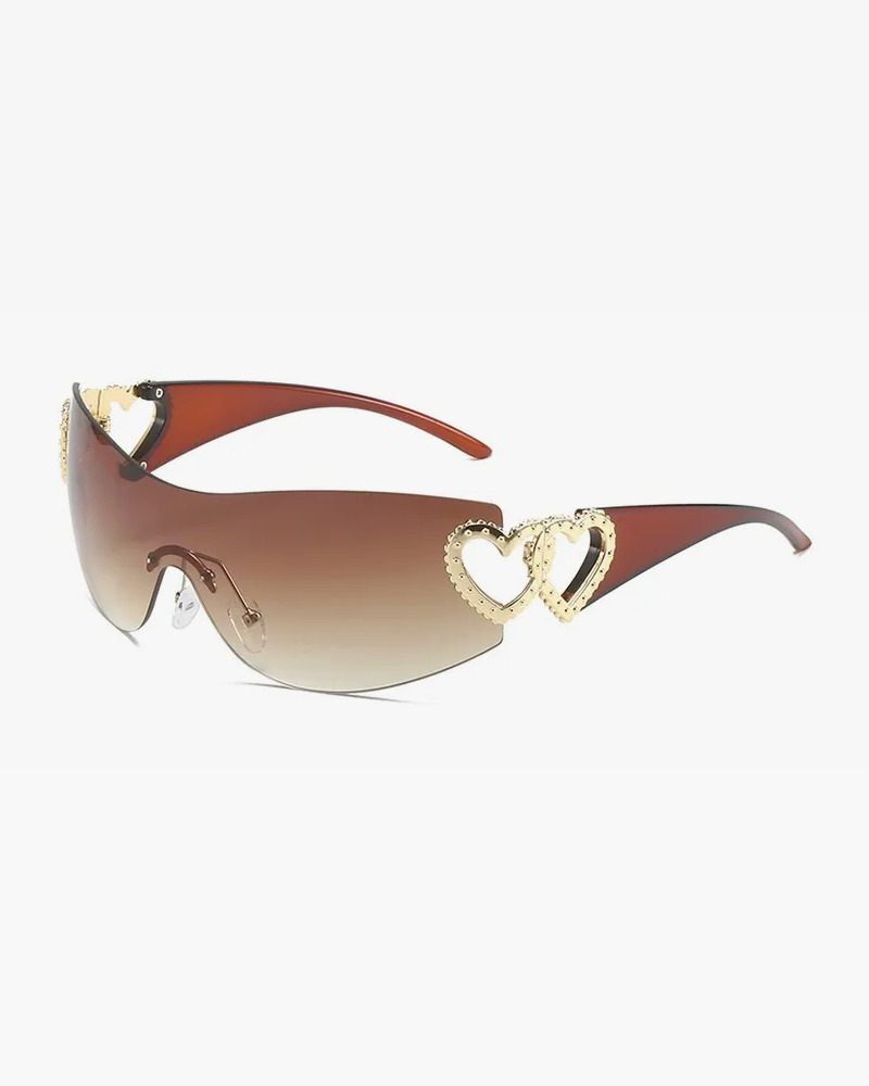Y2K Rimless Heart Sunglasses - Retro 90s Grunge, Pastel Goth, and Summer Y2K Fashion