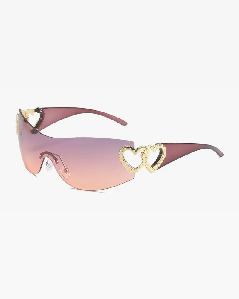 Y2K Rimless Heart Sunglasses - Retro 90s Grunge, Pastel Goth, and Summer Y2K Fashion