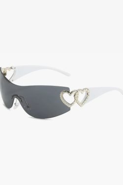 Y2K Rimless Heart Sunglasses - Retro 90s Grunge, Pastel Goth, and Summer Y2K Fashion