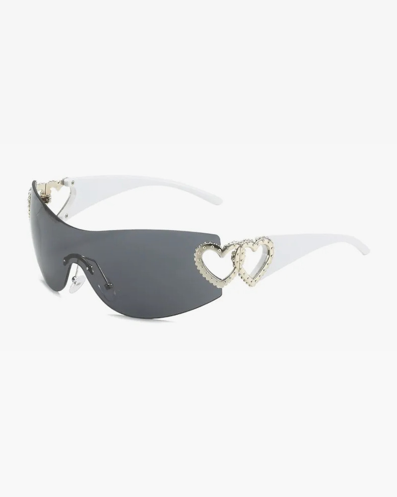 Y2K Rimless Heart Sunglasses - Retro 90s Grunge, Pastel Goth, and Summer Y2K Fashion