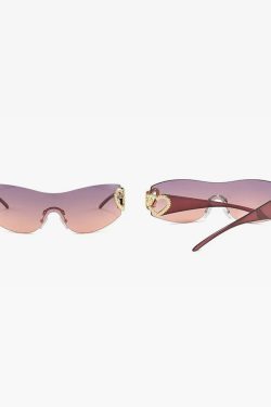 Y2K Rimless Heart Sunglasses - Retro 90s Grunge, Pastel Goth, and Summer Y2K Fashion