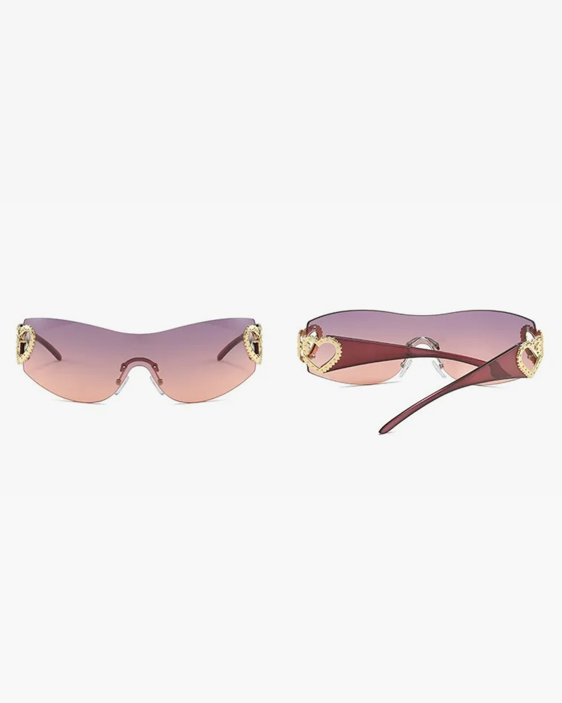 Y2K Rimless Heart Sunglasses - Retro 90s Grunge, Pastel Goth, and Summer Y2K Fashion
