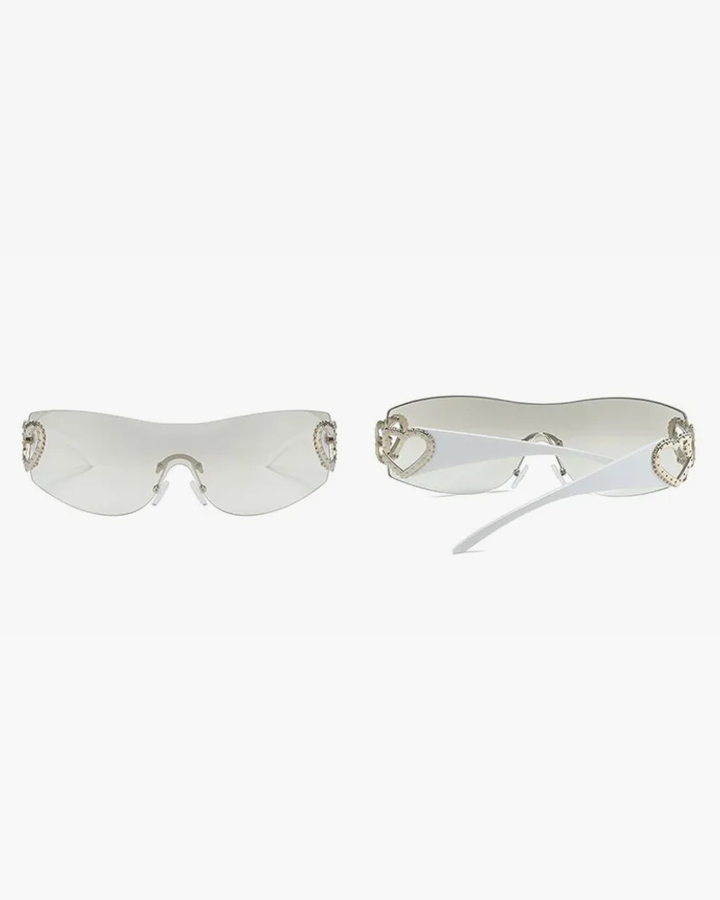Y2K Rimless Heart Sunglasses - Retro 90s Grunge, Pastel Goth, and Summer Y2K Fashion