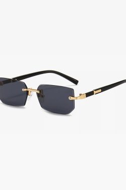 Y2K Rimless Rectangle Sunglasses - Retro 90s Grunge, Hip Hop, and Pastel Goth Fashion