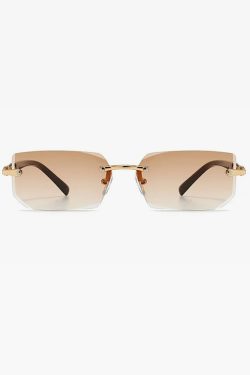 Y2K Rimless Rectangle Sunglasses - Retro 90s Grunge, Hip Hop, and Pastel Goth Fashion