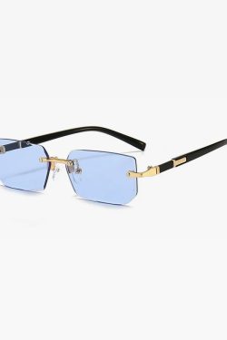 Y2K Rimless Rectangle Sunglasses - Retro 90s Grunge, Hip Hop, and Pastel Goth Fashion