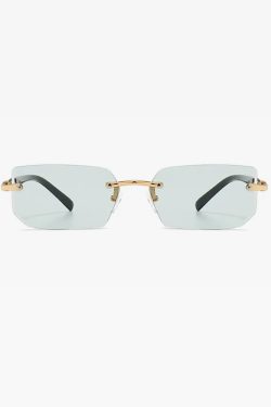 Y2K Rimless Rectangle Sunglasses - Retro 90s Grunge, Hip Hop, and Pastel Goth Fashion