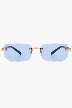 Y2K Rimless Rectangle Sunglasses - Retro 90s Grunge, Hip Hop, and Pastel Goth Fashion