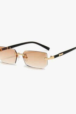 Y2K Rimless Rectangle Sunglasses - Retro 90s Grunge, Hip Hop, and Pastel Goth Fashion
