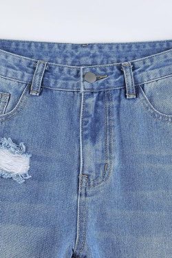 Y2K Ripped Flare Jeans - 90s Grunge, Retro Style, Summer Y2K Outfits, Y2K Fashion Essentials