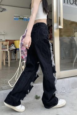 Y2K Ripped Jeans - 90s Grunge, Retro Summer Outfits, Y2K Club & Party Fashion for Women