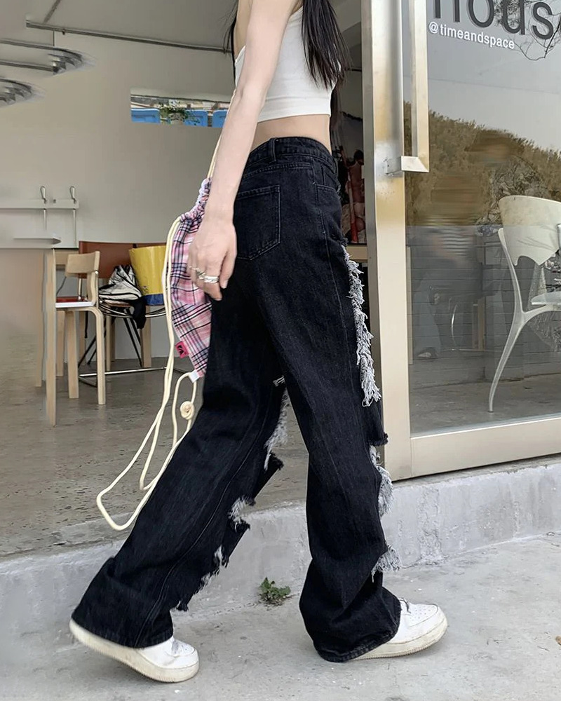 Y2K Ripped Jeans - 90s Grunge, Retro Summer Outfits, Y2K Club & Party Fashion for Women