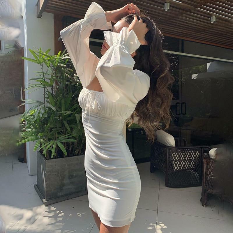 Y2K Ruched Bodycon Mini Dress - 90s Grunge, Retro Summer, Party & Club Outfits for Women