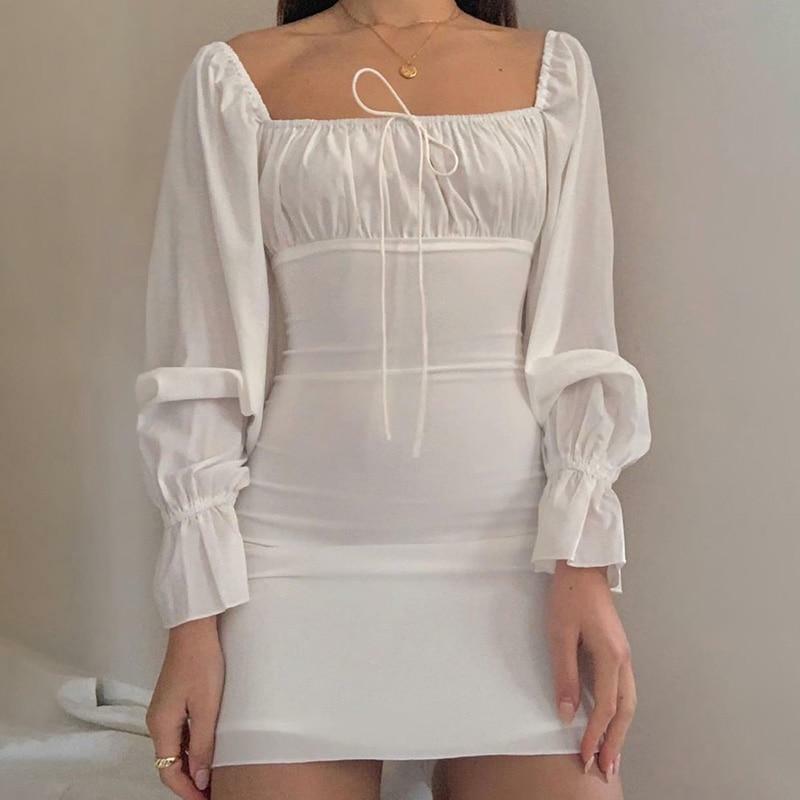 Y2K Ruched Bodycon Mini Dress - 90s Grunge, Retro Summer, Party & Club Outfits for Women