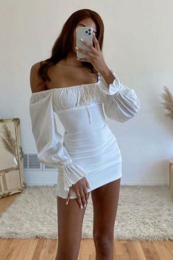 Y2K Ruched Bodycon Mini Dress - 90s Grunge, Retro Summer, Party & Club Outfits for Women