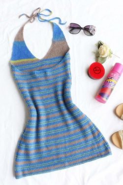 Y2K Ruched Knit Mini Dress - 90s Grunge, Retro Summer Outfit, Pastel Goth, Y2K Party Look