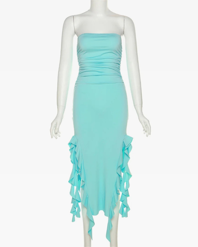 Y2K Ruffle Dress - 90s Grunge, Retro Summer, Pastel Goth, Y2K Party & Club Outfits