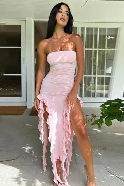Y2K Ruffle Dress - 90s Grunge, Retro Summer, Pastel Goth, Y2K Party & Club Outfits