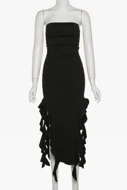 Y2K Ruffle Dress - 90s Grunge, Retro Summer, Pastel Goth, Y2K Party & Club Outfits