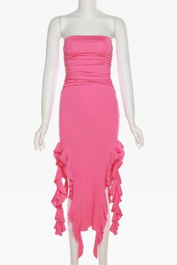 Y2K Ruffle Dress - 90s Grunge, Retro Summer, Pastel Goth, Y2K Party & Club Outfits