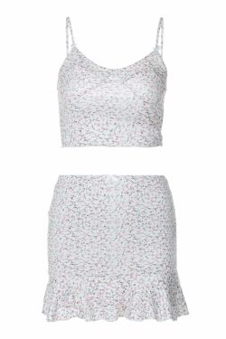 Y2K Ruffle Mini Skirt Set - 90s Grunge, Retro Summer Outfit, Y2K Party & Club Fashion