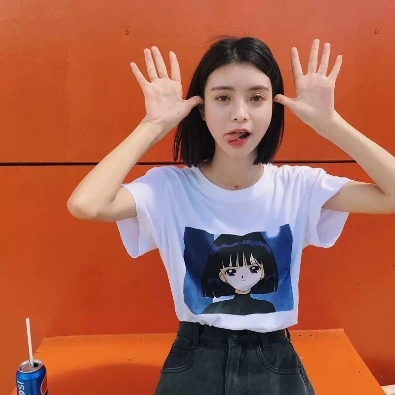 Y2K Sailor Moon Harajuku T-Shirt - 90s Grunge, Retro, Pastel Goth, Y2K Popstar,