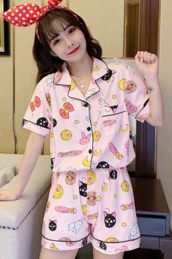 Y2K Sailor Moon Loungewear Set - 90s Grunge, Retro, Pastel Goth, Summer Outfits for Women