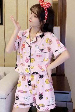 Y2K Sailor Moon Loungewear Set - 90s Grunge, Retro, Pastel Goth, Summer Outfits for Women