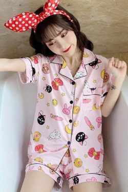 Y2K Sailor Moon Loungewear Set - 90s Grunge, Retro, Pastel Goth, Summer Outfits for Women
