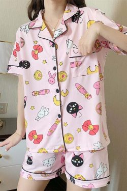 Y2K Sailor Moon Loungewear Set - 90s Grunge, Retro, Pastel Goth, Summer Outfits for Women