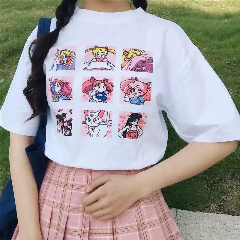 Y2K Sailor Moon Mood T-Shirt - Retro 90s Grunge, Pastel Goth, and Summer Y2K Outfits