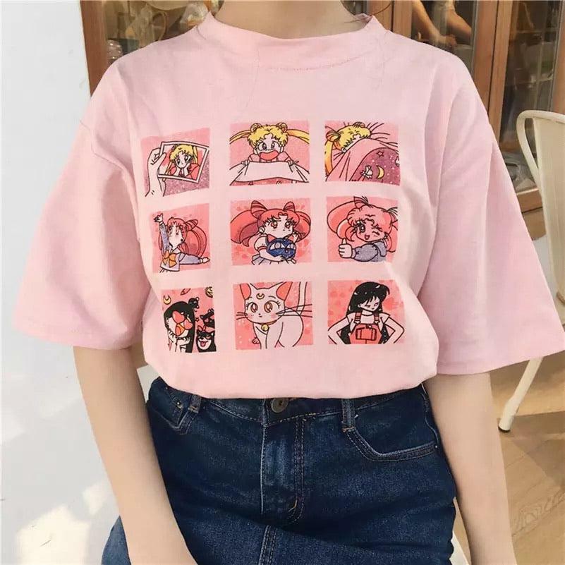 Y2K Sailor Moon Mood T-Shirt - Retro 90s Grunge, Pastel Goth, and Summer Y2K Outfits