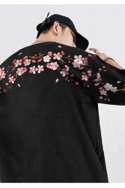 Y2K Sakura Flowers Embroidered Tee - 90s Grunge, Retro Summer, Pastel Goth, Y2K Fashion