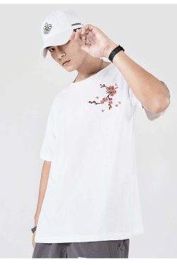 Y2K Sakura Flowers Embroidered Tee - Retro 90s Grunge, Pastel Goth, Summer Y2K Outfits