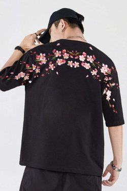Y2K Sakura Flowers Embroidered Tee - Retro 90s Grunge, Pastel Goth, Summer Y2K Outfits
