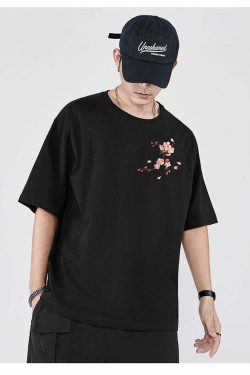 Y2K Sakura Flowers Embroidered Tee - Retro 90s Grunge, Pastel Goth, Summer Y2K Outfits