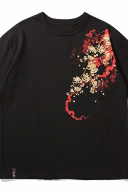 Y2K Sakura Samurai Tee - Retro 90s Grunge, Pastel Goth, and Summer Y2K Fashion