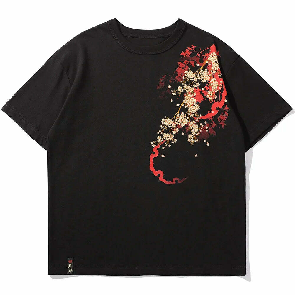 Y2K Sakura Samurai Tee - Retro 90s Grunge, Pastel Goth, and Summer Y2K Fashion