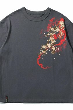 Y2K Sakura Samurai Tee - Retro 90s Grunge, Pastel Goth, and Summer Y2K Fashion